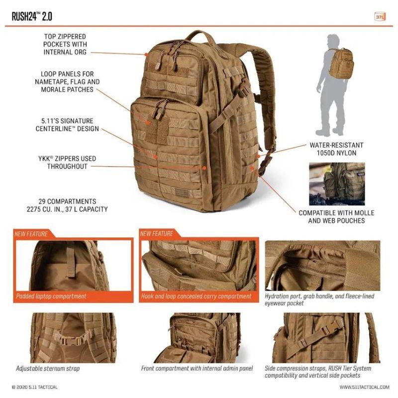 5.11 Tactical Rush 24 2.0 Backpack - Image 10